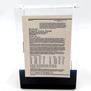 1980 Sedgwick County Paperweight Wichita Kansas RARE Vintage Mortgage Revenue Bo